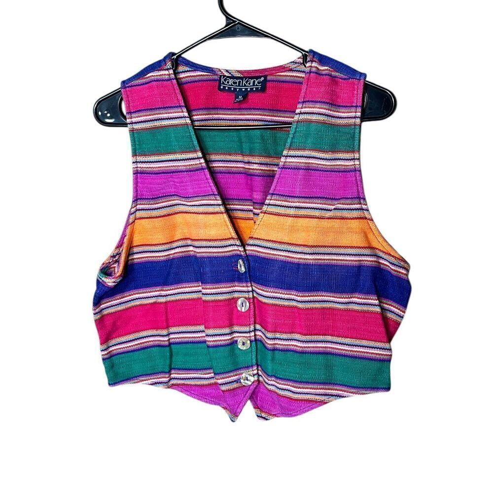 Vintage Karen Kane Vest Usa Made South Western Woven Vest Size‎ M
